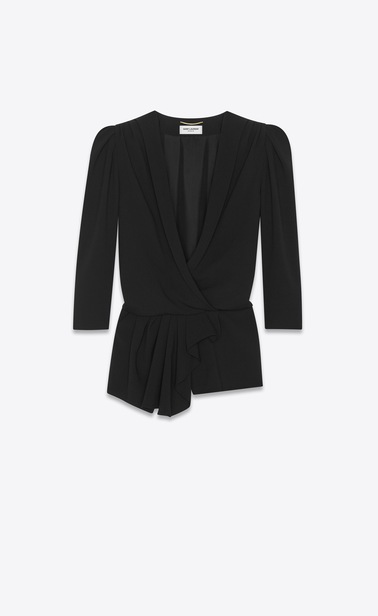 shawl collar draped jumpsuit in sablé saint laurent